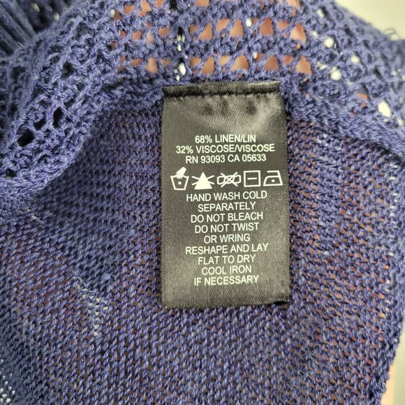 Nic+Zoe Linen Viscose Mesh Cardigan Open Front 3/4 Sleeve Knit Blue Size S - Picture 13 of 14
